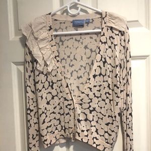 Simply Vera Wang Cotton/Rayon Cardigan - Lightweight, Ruffled Collar, Size L